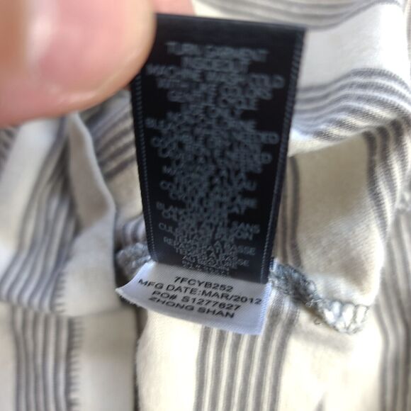 7 For All Mankind Beige Striped Henley Shirt Girls Large Button Neck Casual - Picture 10 of 13